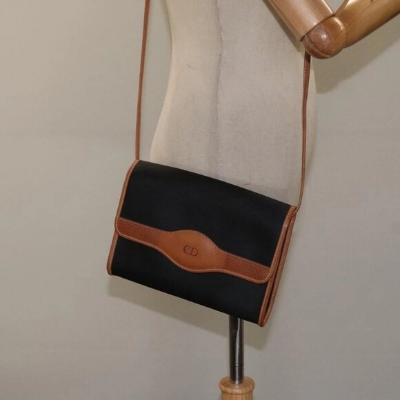 Christian Dior Shoulder Bag PVC Leather Black Gold Auth BA2862 - Picture 15 of 16